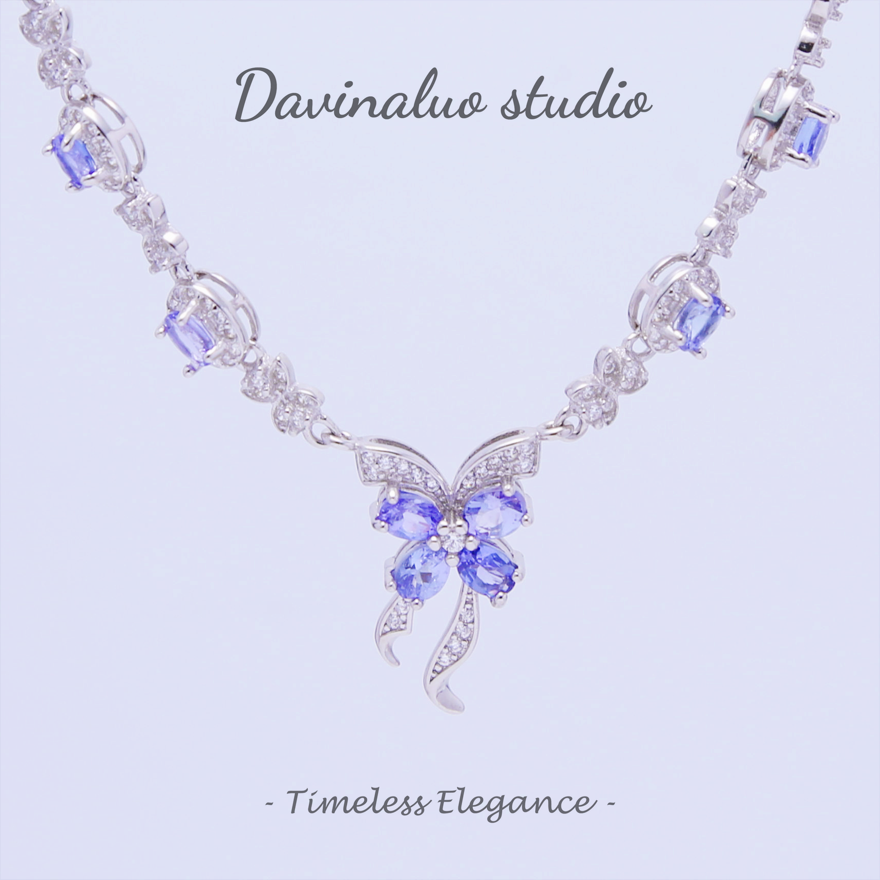 Collier papillon bleu Tanzanite naturelle en argent S925, TSN005