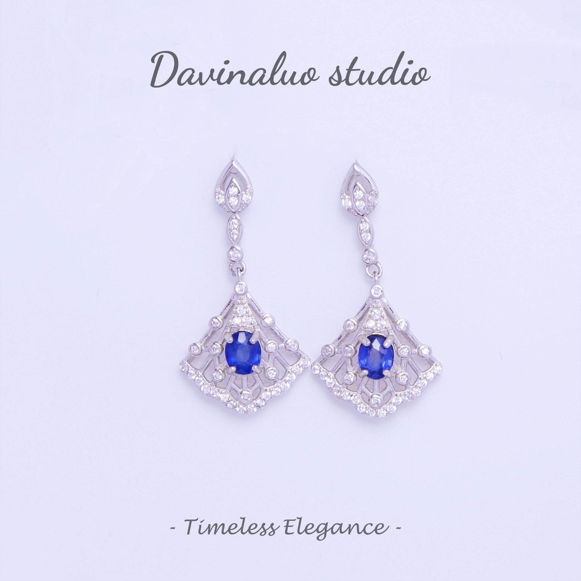 S925 Silver Natural Tanzanite Light Luxury Vintage Earrings TSE007