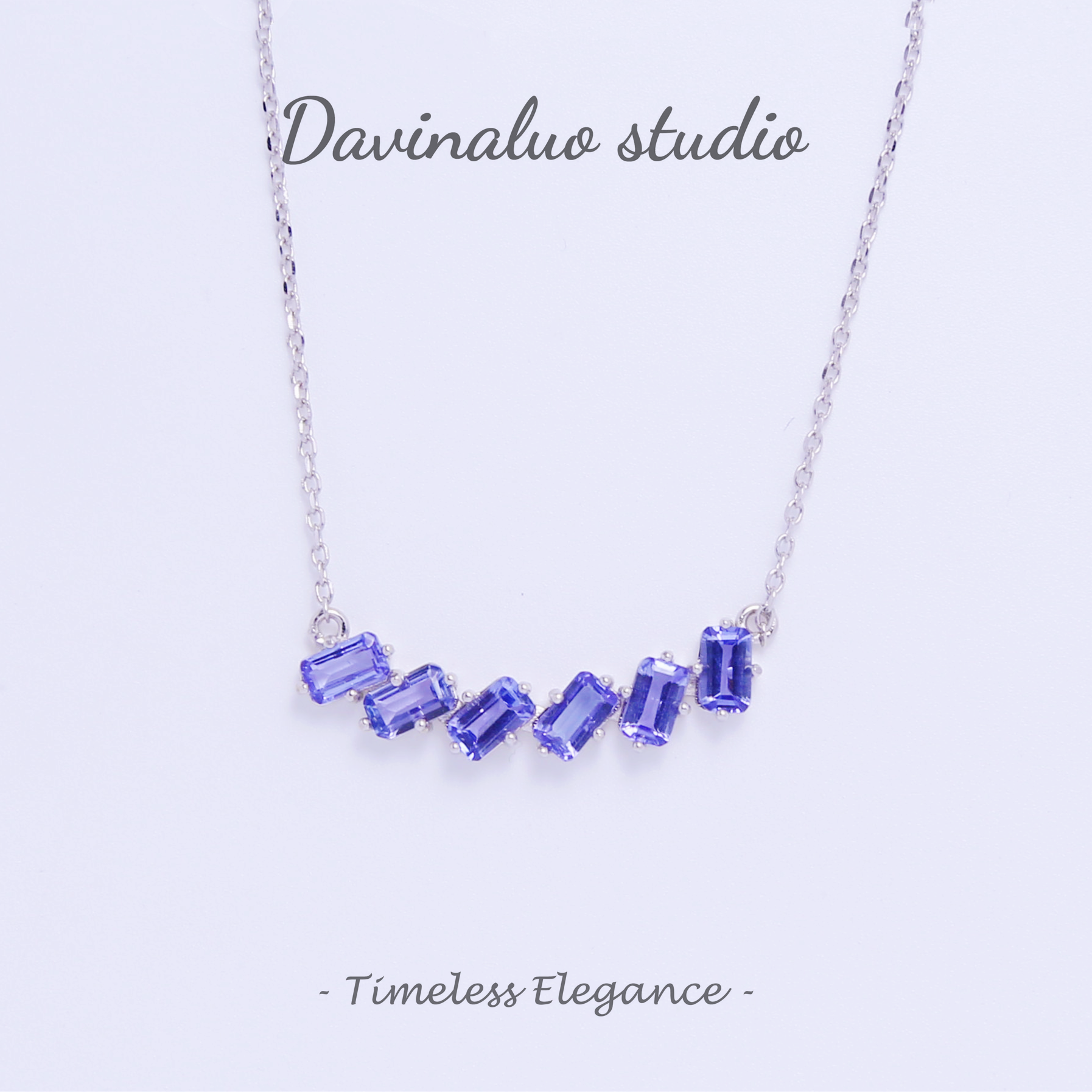 Collier clavicule en Tanzanite naturelle en argent S925, TSN008