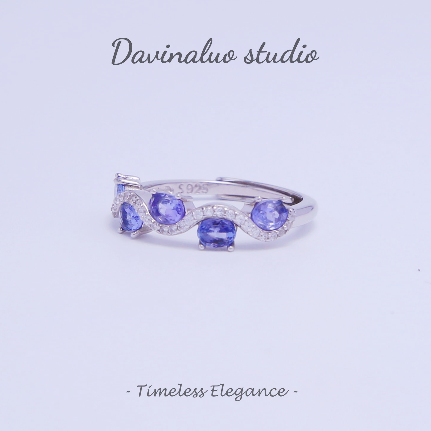 Bague à la mode en argent S925, Tanzanite naturelle, TSR009