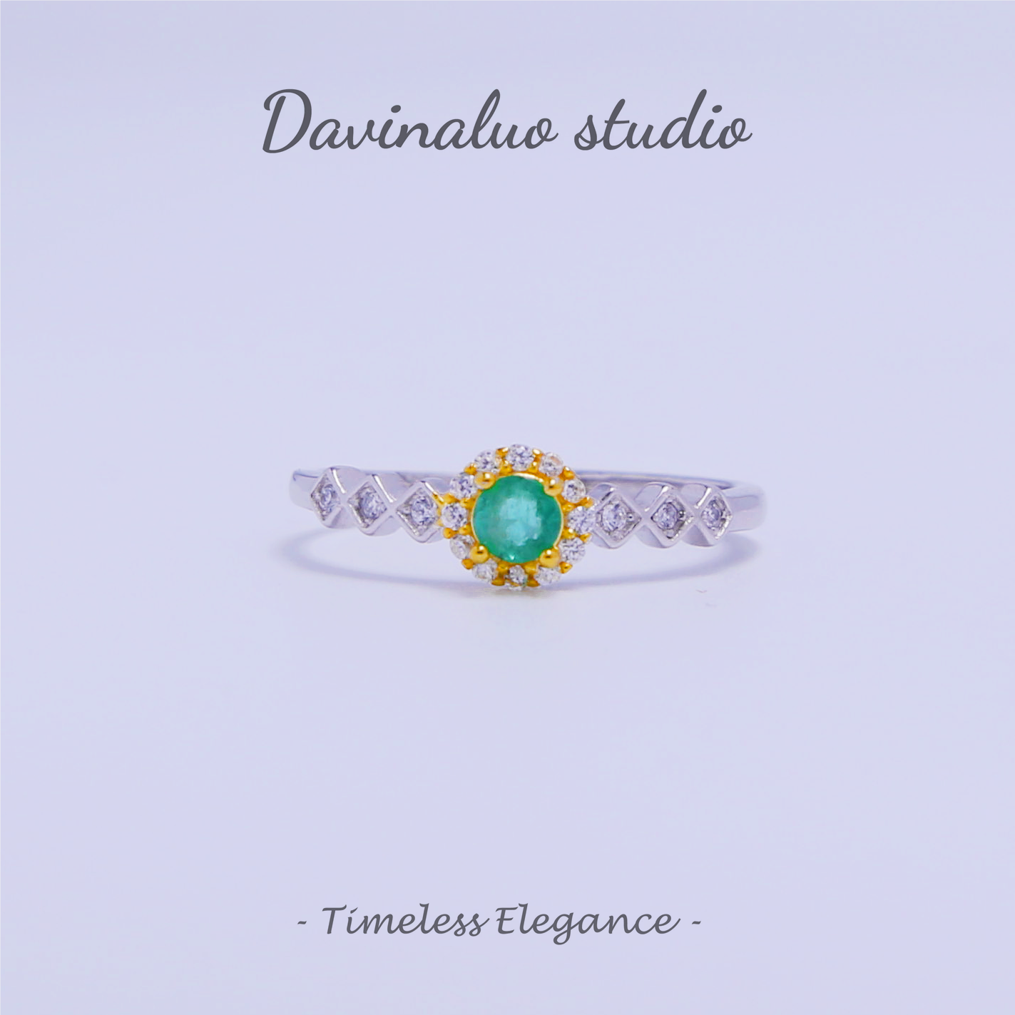 S925 Silver Natural Emerald Sunflower Ring ZMLR010