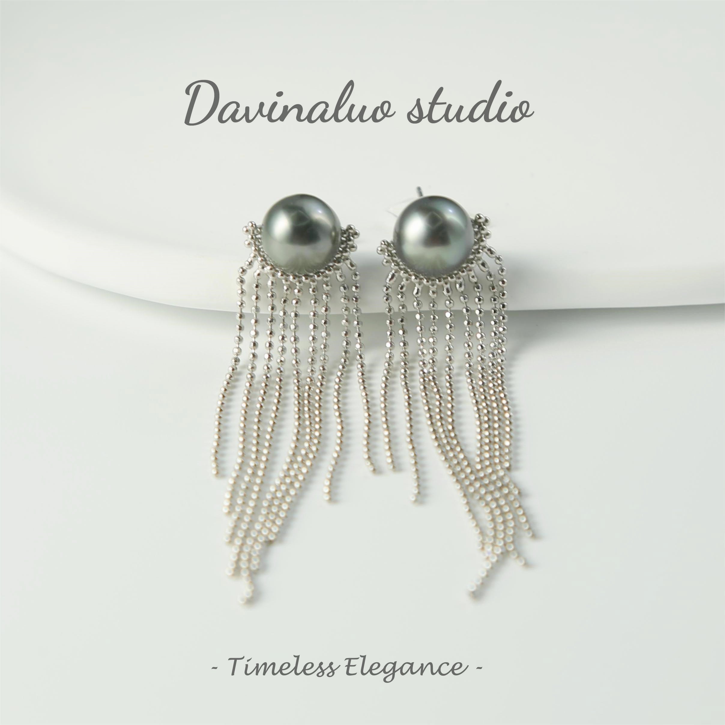 Boucles d'oreilles pampilles en argent S925, eau de mer naturelle, tahitienne, verdâtre, noir, perle, haute brillance, grande taille 9-10mm, HSH102213