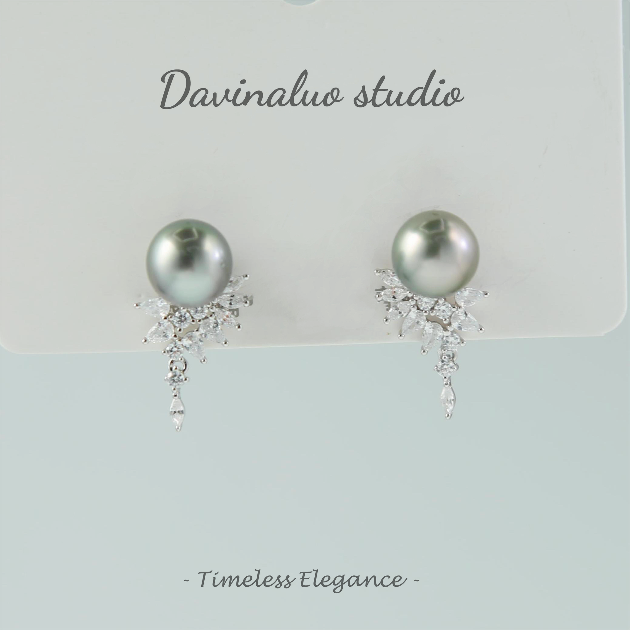 Boucles d'oreilles en argent S925, eau de mer naturelle, perle noire verdâtre, délicate, haute brillance, grande taille 9-10mm, HSH102214