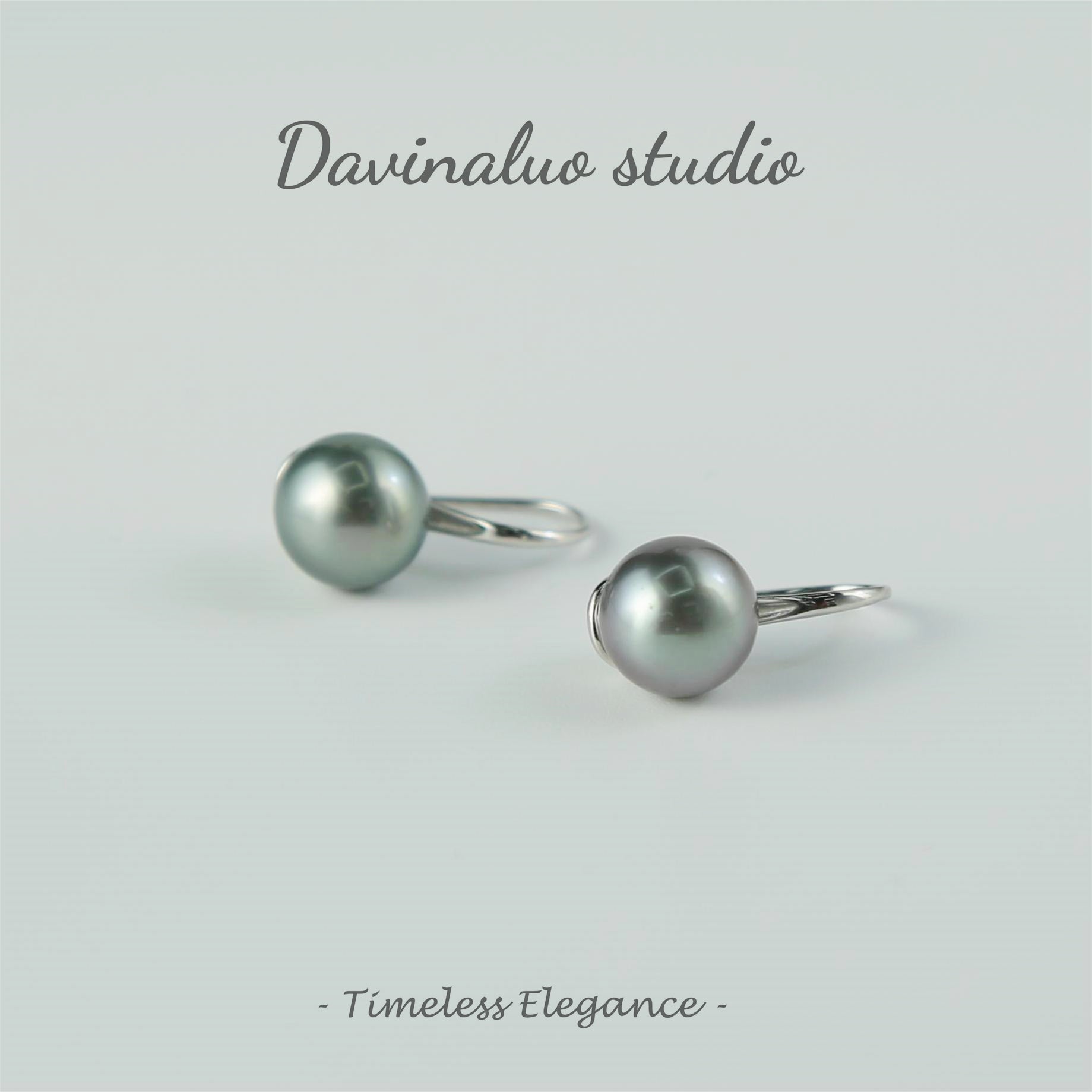 Boucles d'oreilles simples en argent S925, eau de mer naturelle, perle noire verdâtre de Tahiti, haute brillance, grande taille 9-10mm, HSH102202